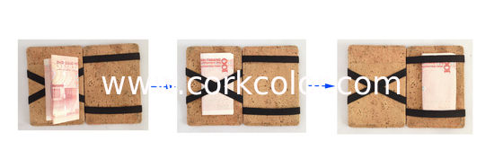 Magic cork wallet with different color 9x5cm with card and money slot