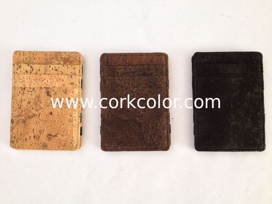 Magic cork wallet with different color 9x5cm with card and money slot