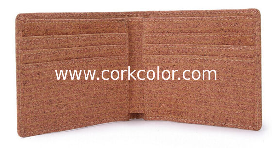 Nice cork raw material men wallet 11x9cm with card and money slot, customized logo