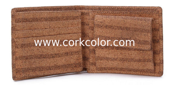 Nice cork raw material men wallet 11x9cm with card and money slot, customized logo