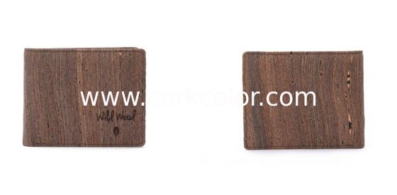 Brown color cork raw material men wallet 11x9cm with card and money slot, customized logo