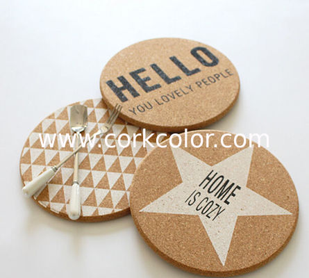 Popular Cork Coaster with silkscreen printed logo, customized size is available