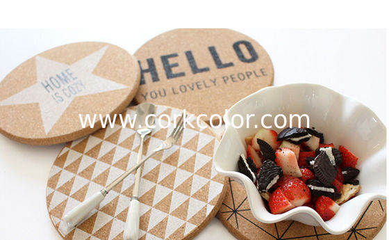 Popular Cork Coaster with silkscreen printed logo, customized size is available