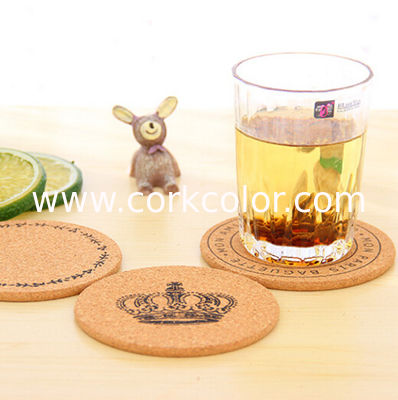 Hot Sale Cork Coaster with silkscreen printed logo, customized size is available