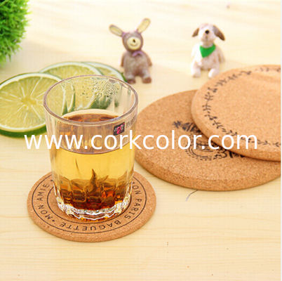 Hot Sale Cork Coaster with silkscreen printed logo, customized size is available