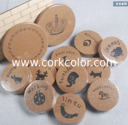 Mini Cartoon Cork Coaster with silkscreen printed logo, customized size is available