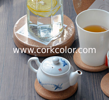 High Quality Cork Coaster with silkscreen shrink wrapped packing, customized size is available
