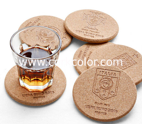 Top Rated Nature Cork Coaster with silkscreen logo, good for home and hotel