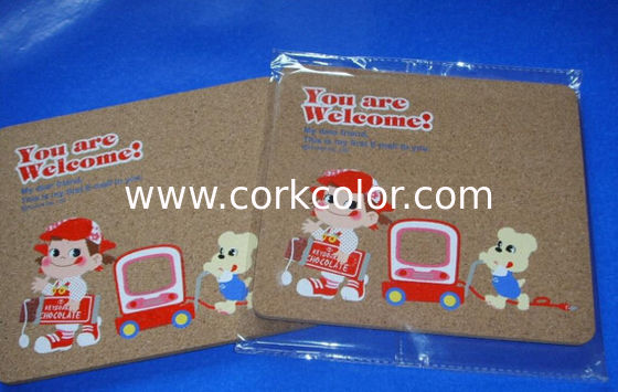 Thermal Transfer Printing logo, Nature Cork Coaster with silkscreen logo, good for heat insulation