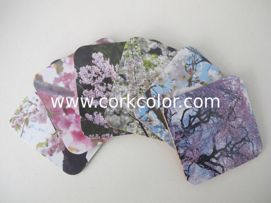 Popular Mdf cork coaster Customized size and printed logo for home
