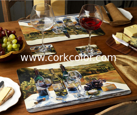 Wholesale Wooden  cork coaster Customized size and printed logo for table
