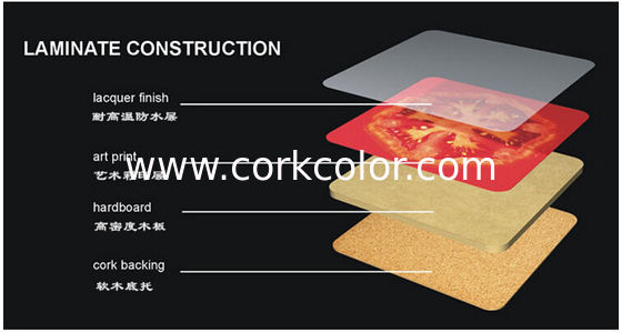 Wholesale Wooden  cork coaster Customized size and printed logo for table