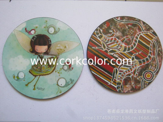 Round Shape cork coaster Customized size and printed logo for home and hotel