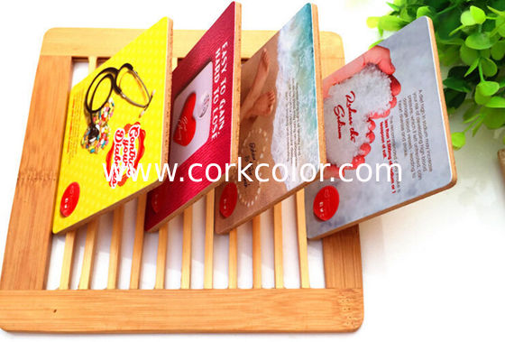 PVC box packaging Wooden cork coaster Customized size and printed logo for home and hotel