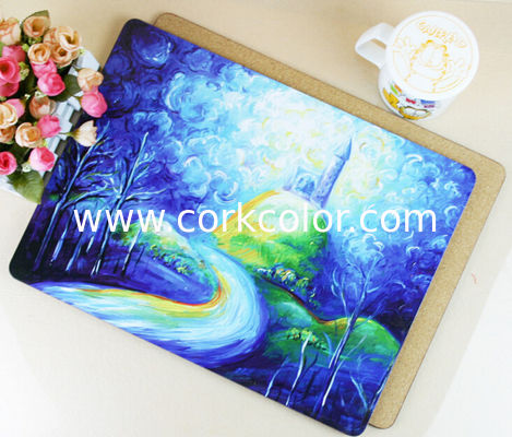 Good Quantity for home/hotel Wooden cork placemat, Customized size and printed logo
