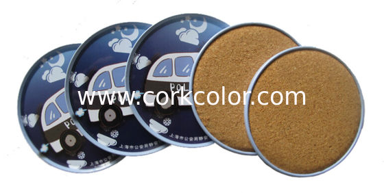 Promotional cheap fashion tin coaster with cork base set 4  in tin box