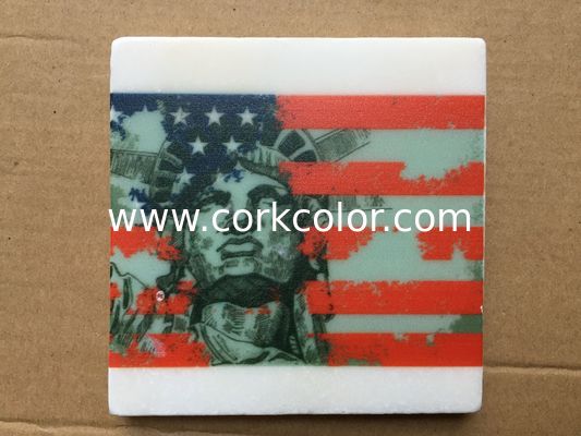 2017 Popular Good Quality 4'' Square Anti Slip Marble Stone Coaster Customized Size and Printed Logo