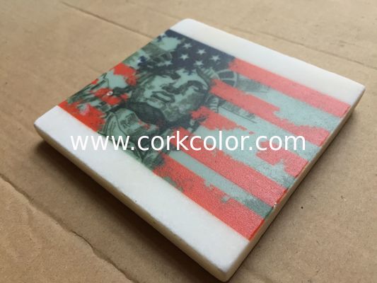 2017 Popular Good Quality 4'' Square Anti Slip Marble Stone Coaster Customized Size and Printed Logo
