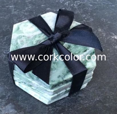 Wholesale Anti Slip Hexagon/Round Marble Stone Coaster Customized Size and Printed Logo