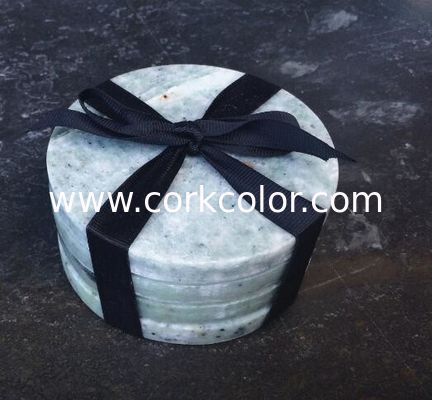 Wholesale Anti Slip Hexagon/Round Marble Stone Coaster Customized Size and Printed Logo