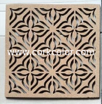 Cork cutout foam pin board with adhesive backing for wall application
