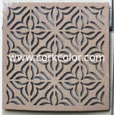 Cork cutout foam pin board with adhesive backing for wall application