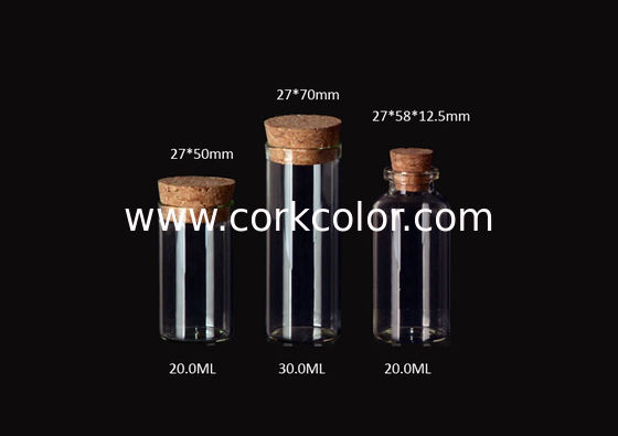 27mm Hot Sale Glass Jars Bottles with Cork Lid, Glass Bottles, Good Quality and Competitive Price，20ML