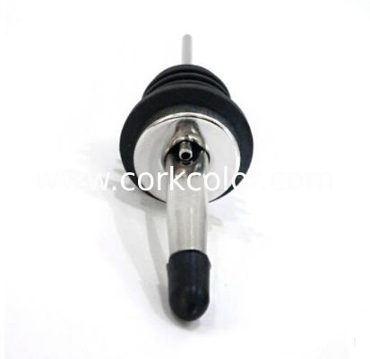 Customized Food Grade Stainless Steel Liquor Pourer with TPE/Silicon Stopper and Black Cap