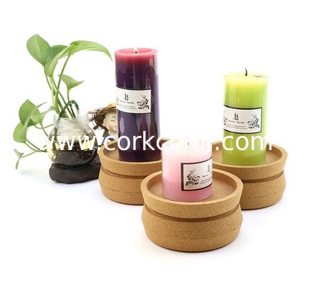 BSCI Certified Factory Custom Creative Cork Candle Holder Base Aromatherapy Cork Tray Home Atmosphere Decor