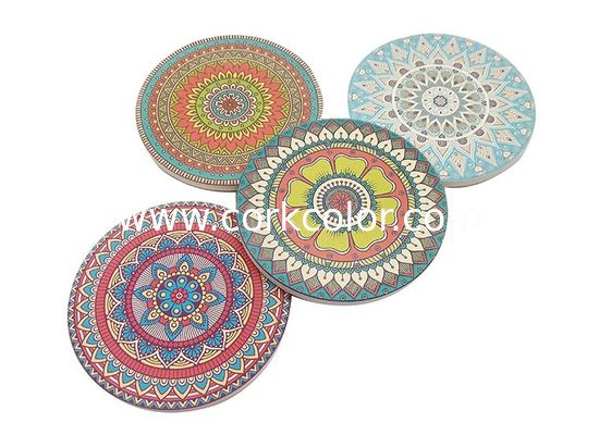 Amazon Hot Selling Style 4'' Ceramic Absorbent Round Coaster with Cork Back or Customized Size