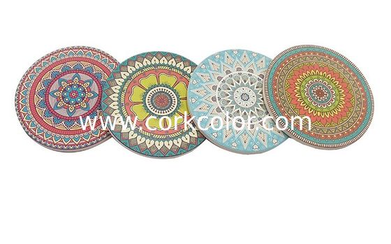 Amazon Hot Selling Style 4'' Ceramic Absorbent Round Coaster with Cork Back or Customized Size