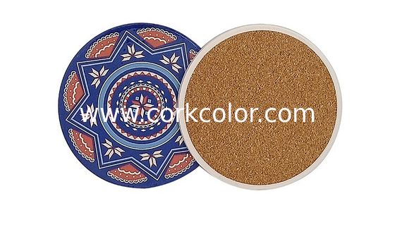 Amazon Hot Selling Style 4'' Ceramic Absorbent Round Coaster with Cork Back or Customized Size