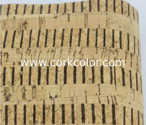 Hot Sell 1.35m Width Cork Fabric with Black Color Stripes by Yard for Sewing Machine