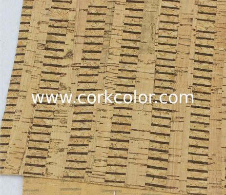 Hot Sell 1.35m Width Cork Fabric with Black Color Stripes by Yard for Sewing Machine