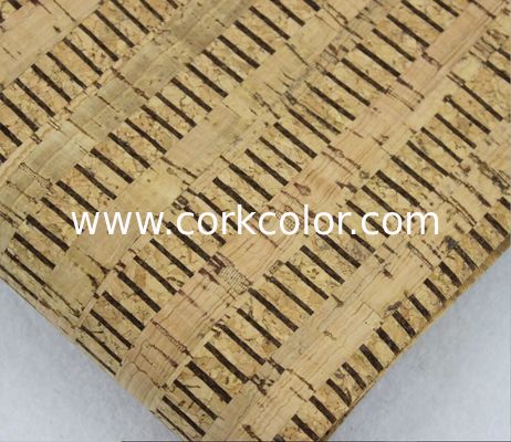 Hot Sell 1.35m Width Cork Fabric with Black Color Stripes by Yard for Sewing Machine