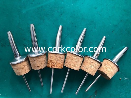 Wholesale Price 304 Stainless Steel Pourer Spout with Cork Stopper for 27.5mm bottle