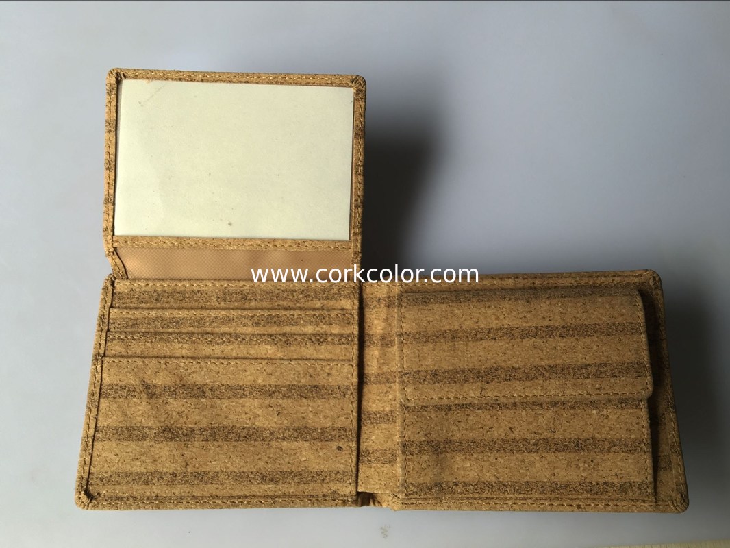 New style Bifold men gender slim cork wallet 11x9cm with pocket coin and card slot