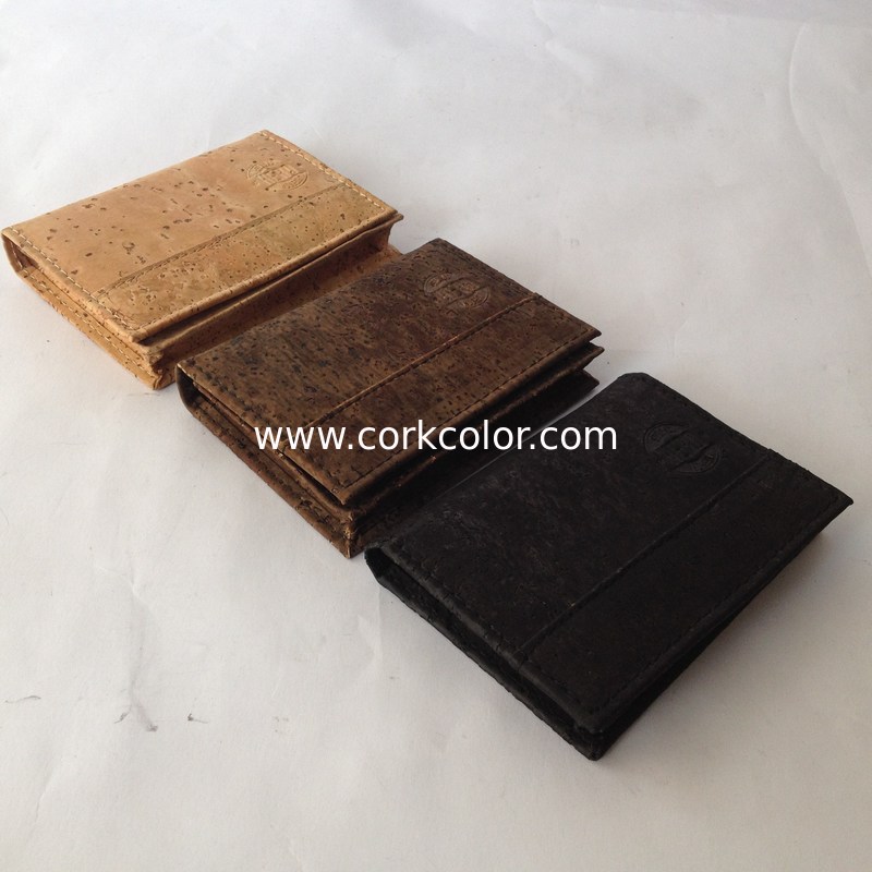 Different Color men gender slim cork wallet 11x9cm with card and money slot