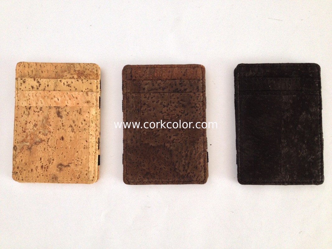Magic cork wallet with different color 9x5cm with card and money slot