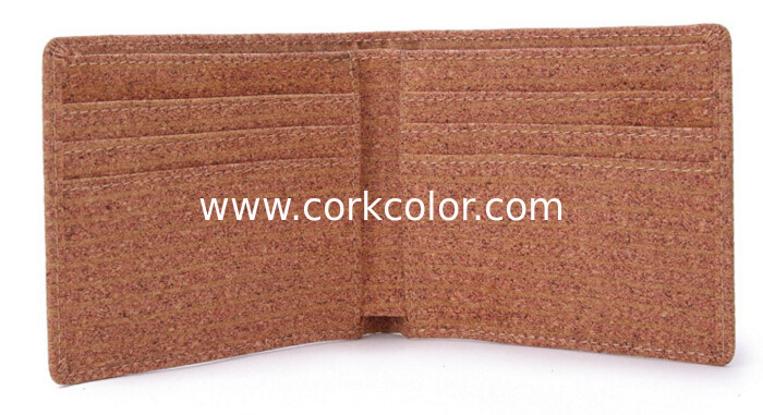 Nice cork raw material men wallet 11x9cm with card and money slot, customized logo
