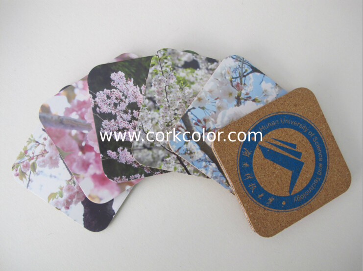 Popular Mdf cork coaster Customized size and printed logo for home