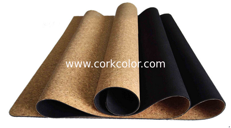 26‘’ Popular Eco-Friendly Anti Slip Natural Cork Rubber Yoga Mat, customized thickness
