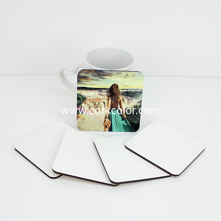 Cheap Customized Cork-Back Sublimation MDF Drink Coasters-3.75" Square