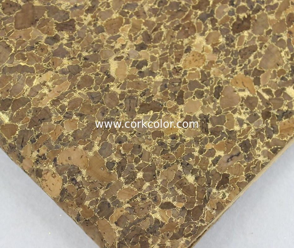 Wholesale 1.35m Width Nature Cork Fabric/Leather with Dark and Golden Color for Sofa, Phone Cover Making