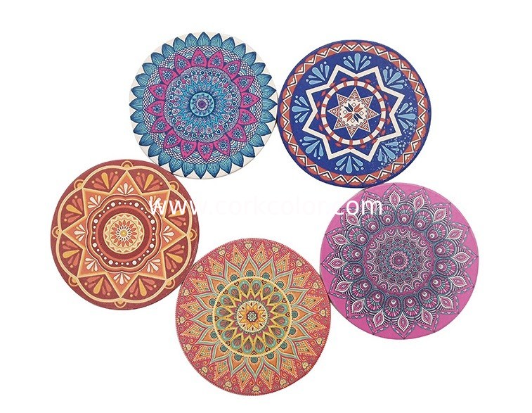 Amazon Hot Selling Style 4'' Ceramic Absorbent Round Coaster with Cork Back or Customized Size