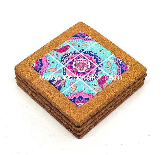 Wholesale 15*15cm Ceramic Trivet with Cork Holder for Home Decoration