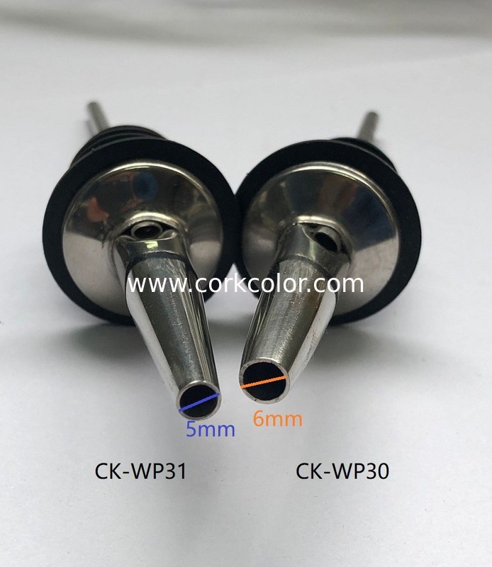 2020 Hot Sale Price Stainless Steel Pourer with TPE Stopper Silver with 5mm or 6mm Spout Opening